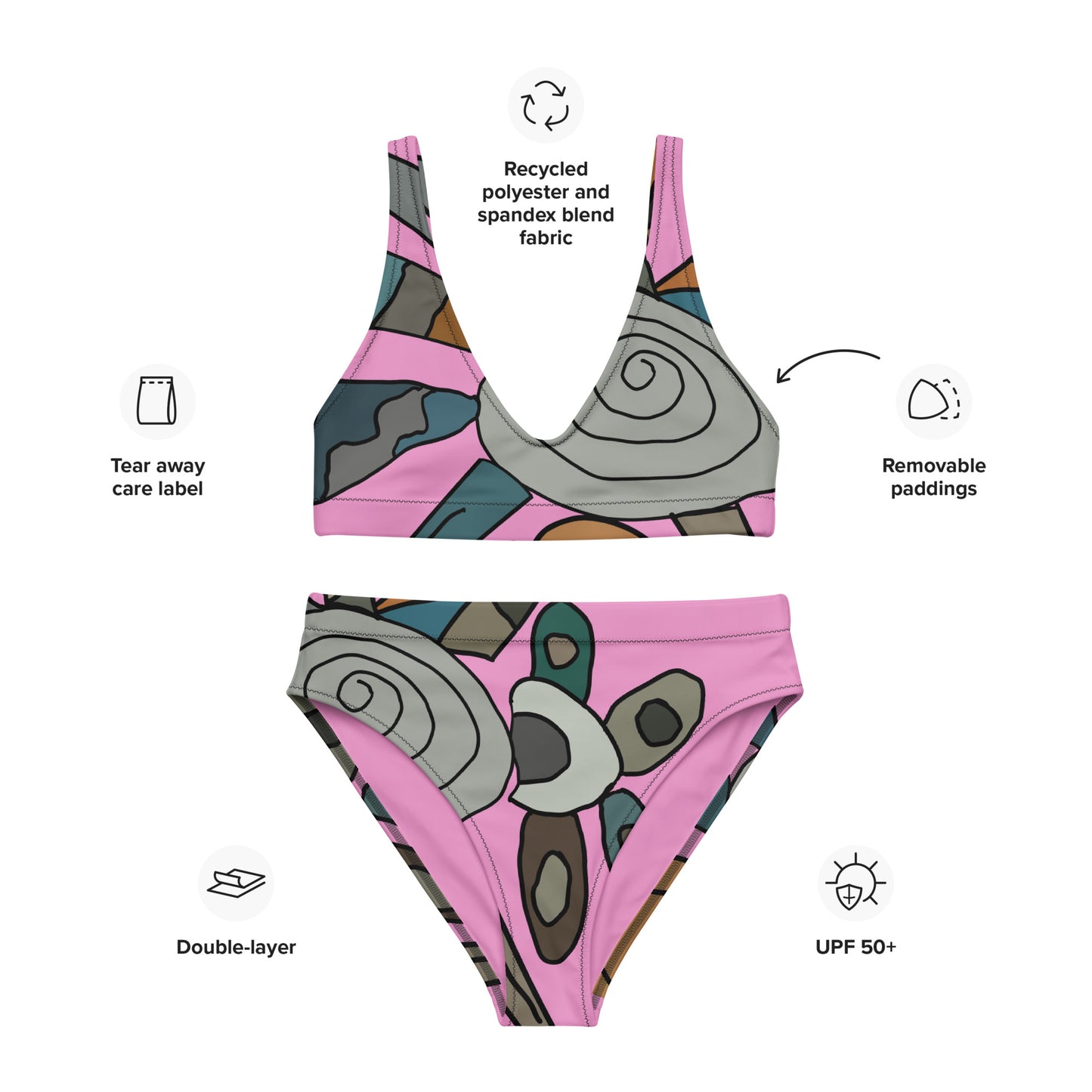 Bikini reciclado talle alto all over