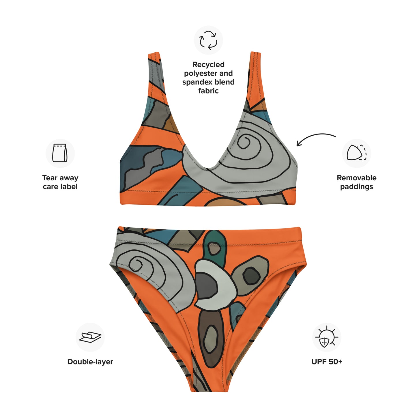 Bikini reciclado talle alto all over