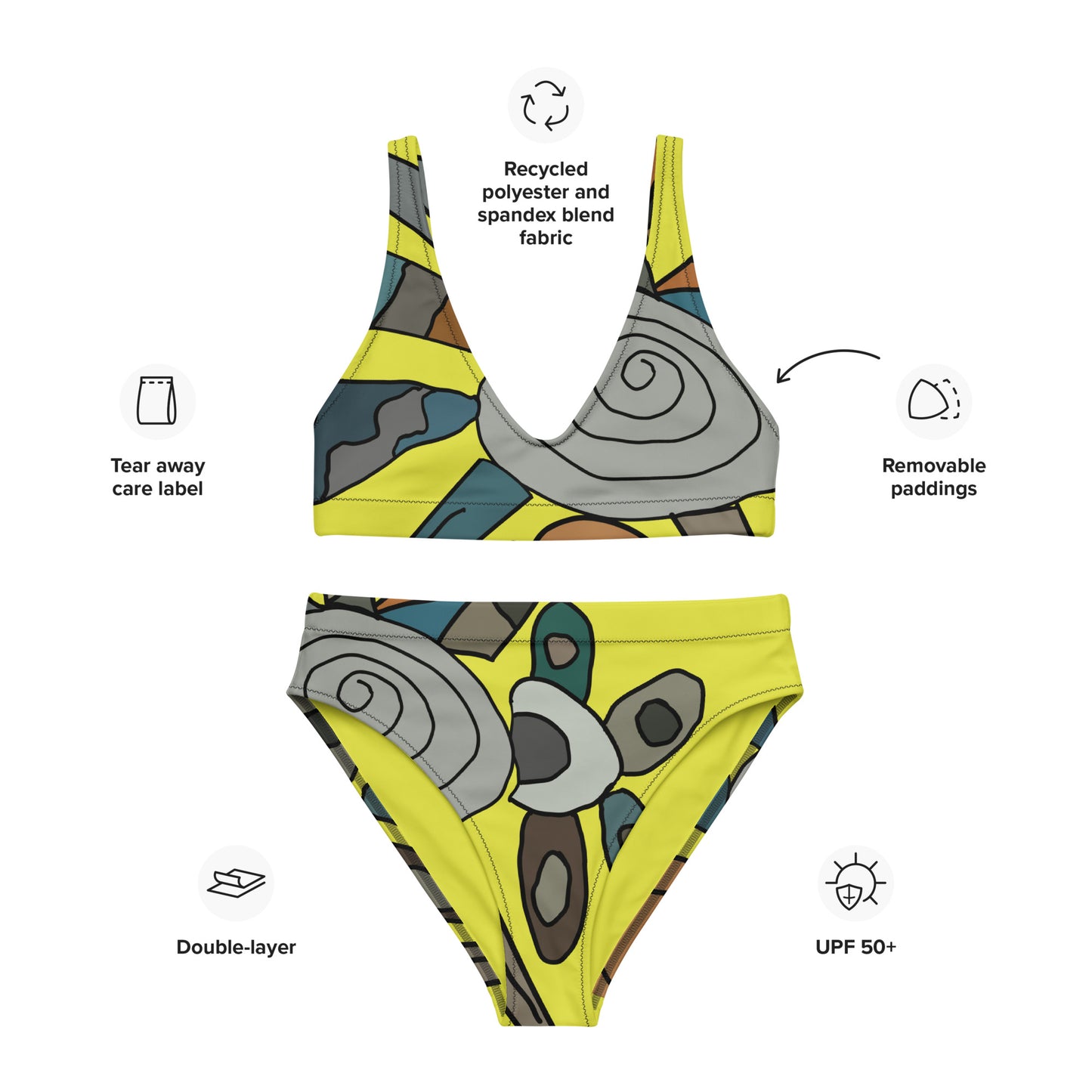 Bikini reciclado talle alto all over