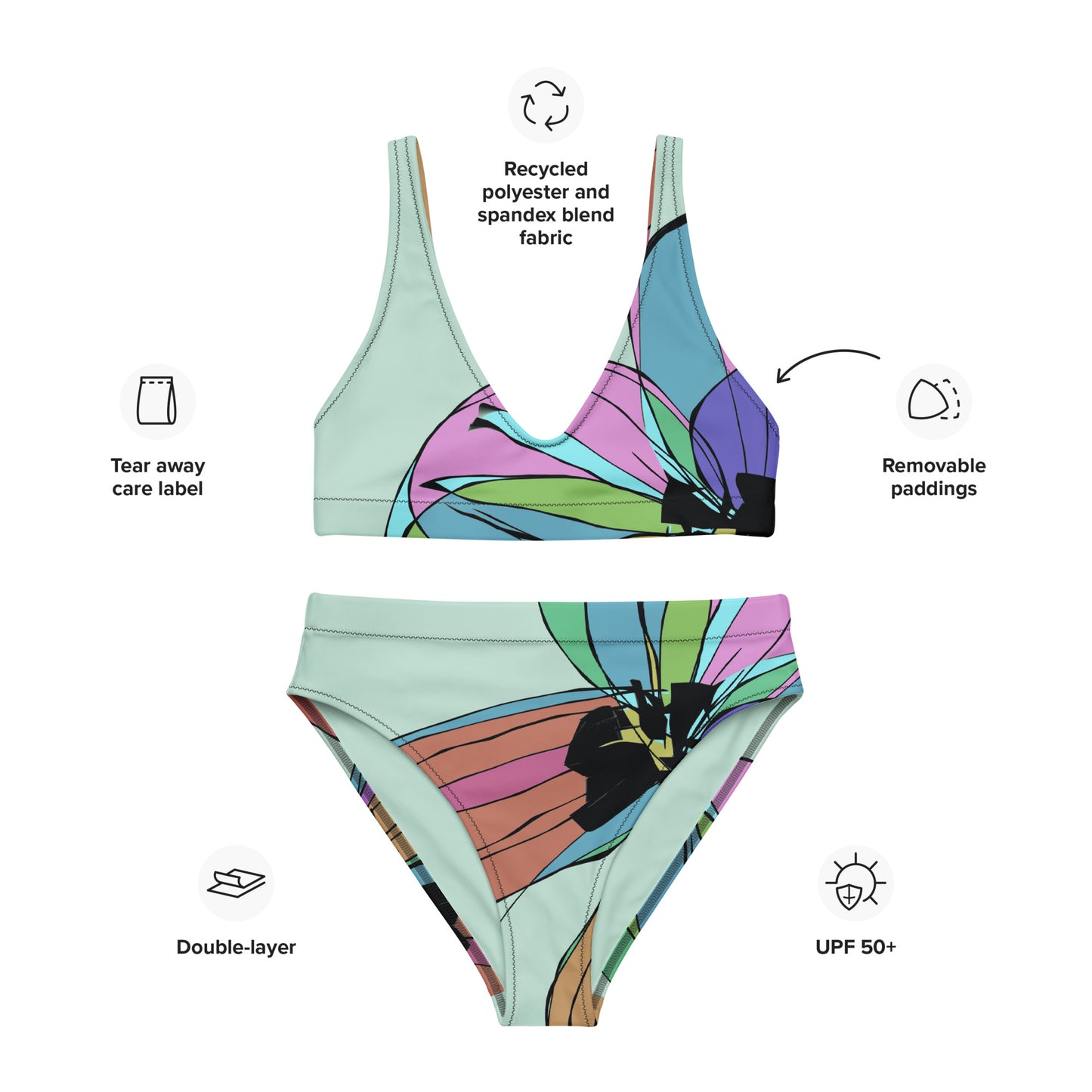 Bikini reciclado talle alto all over