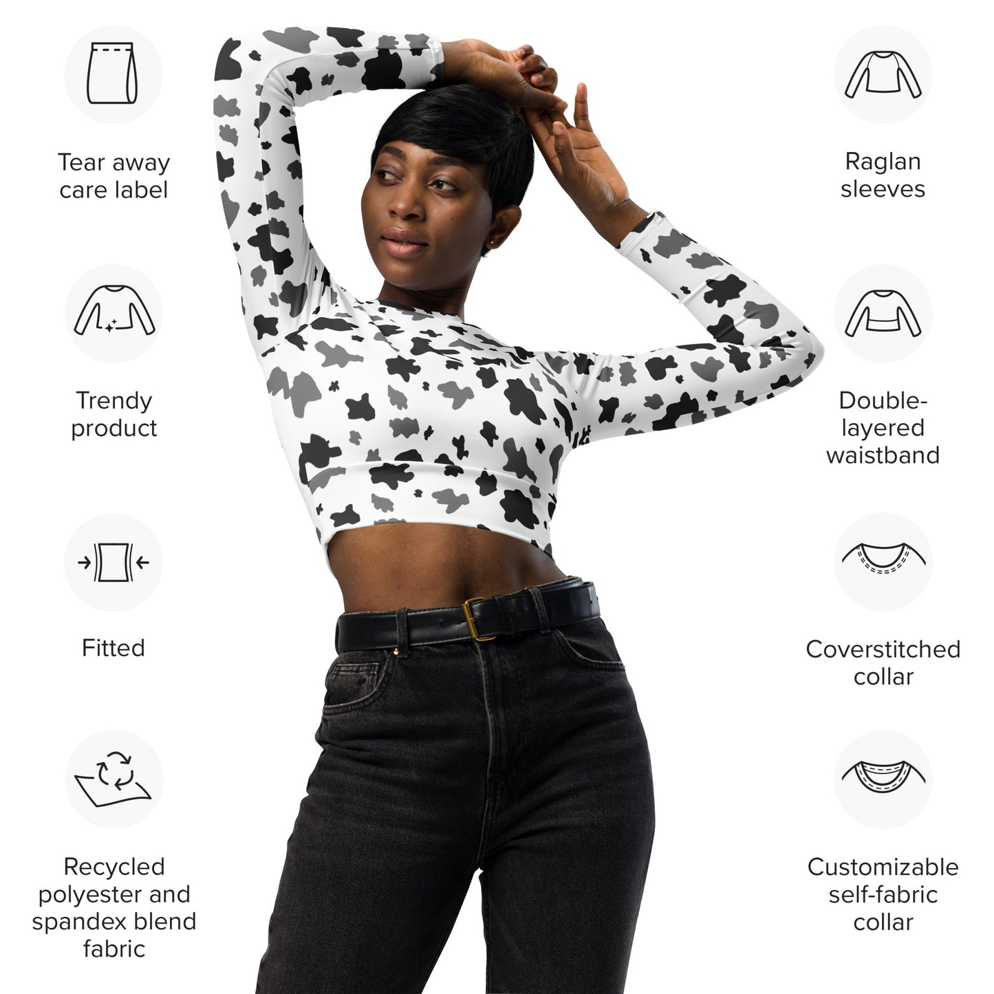 Crop top de manga larga de poliéster reciclado