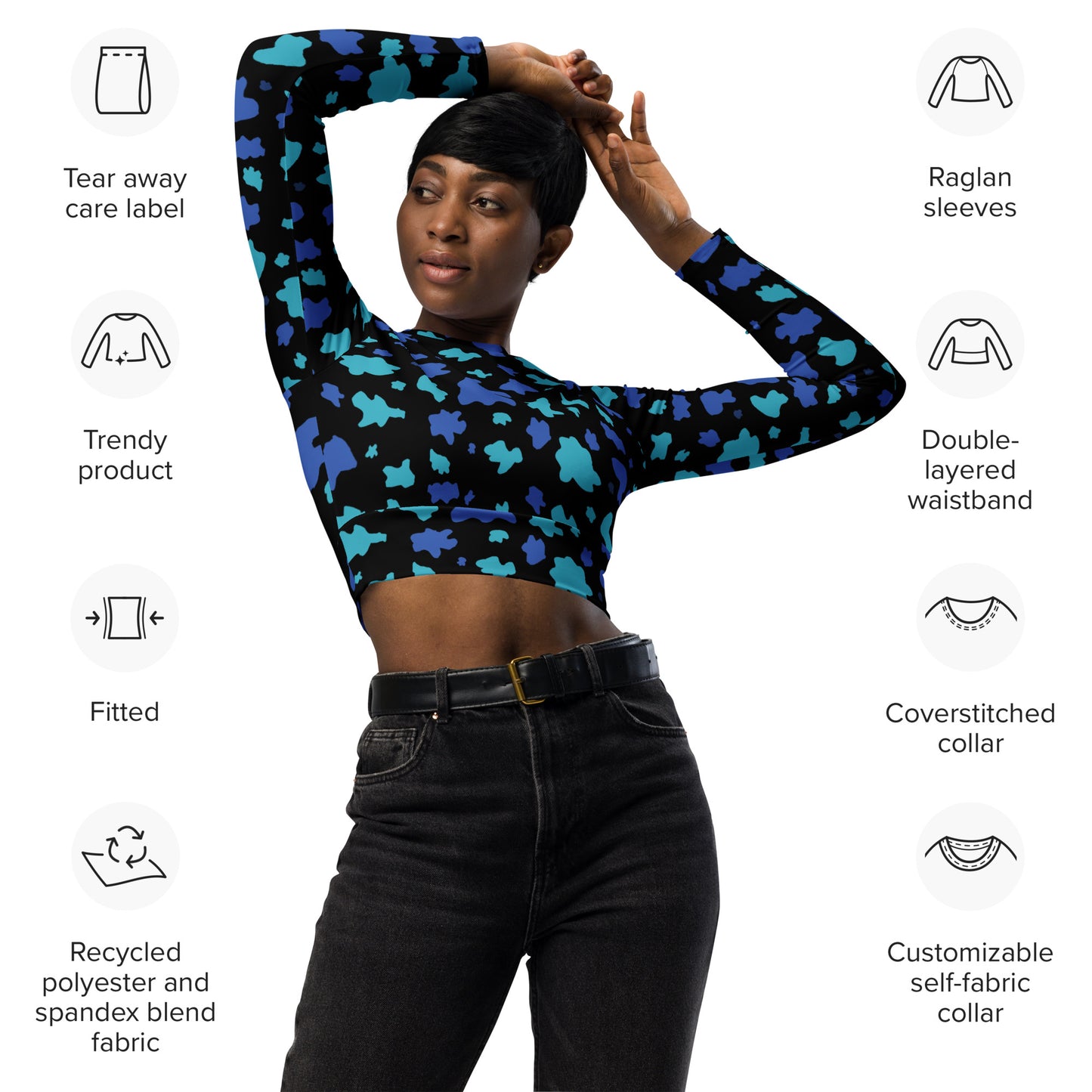 Crop top de manga larga de poliéster reciclado