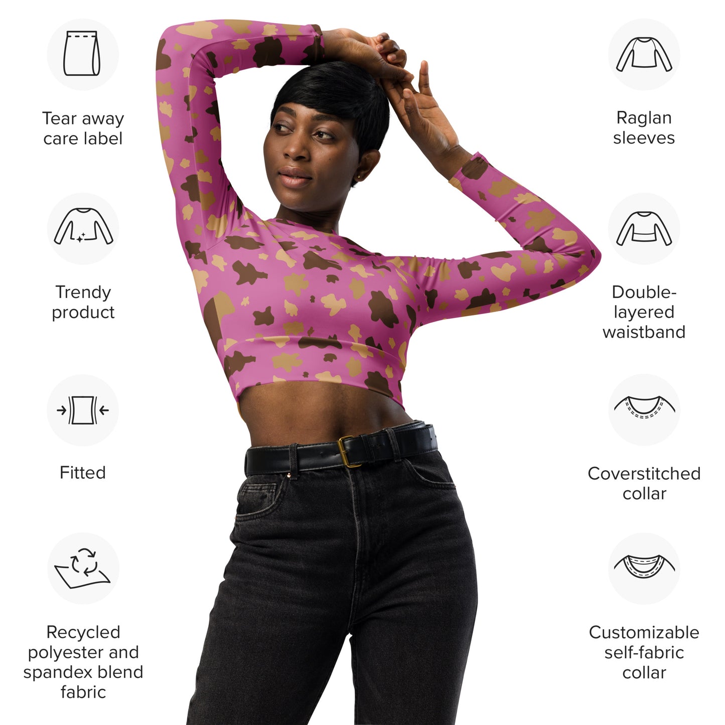 Crop top de manga larga de poliéster reciclado