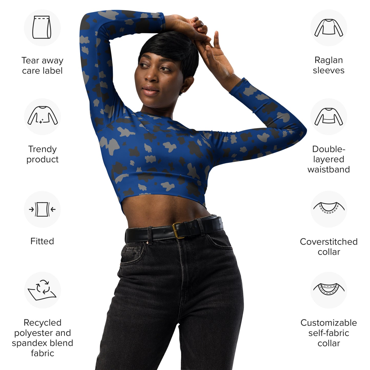 Crop top de manga larga de poliéster reciclado