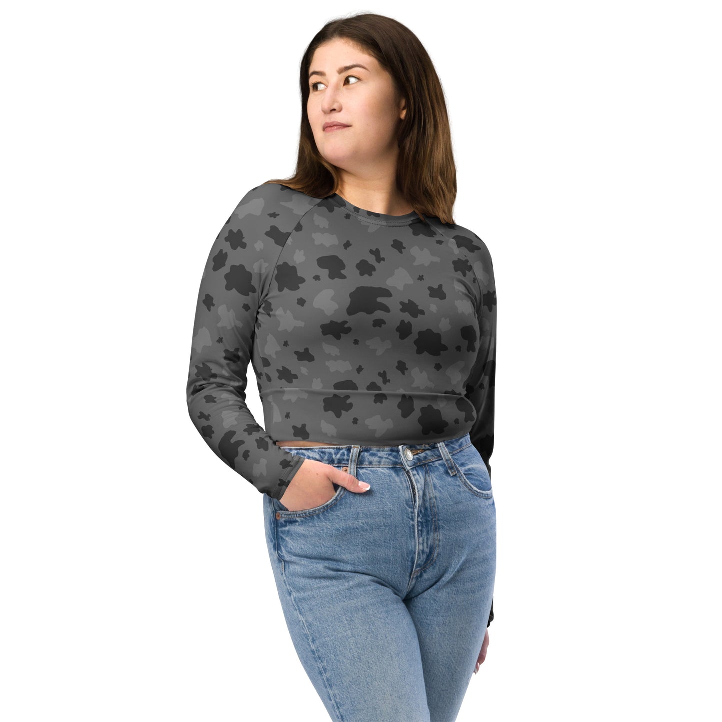 Crop top de manga larga de poliéster reciclado