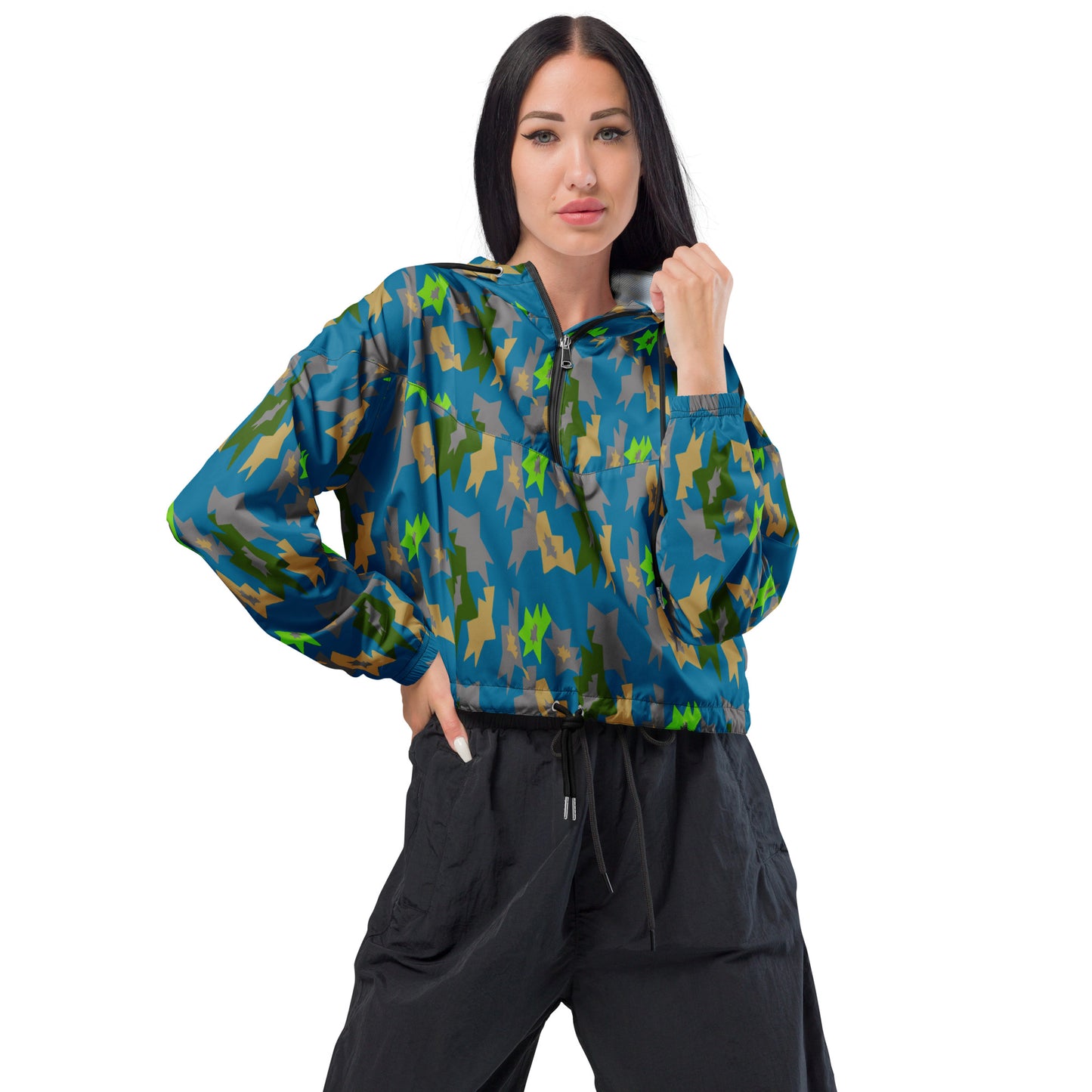 Crop windbreaker for women